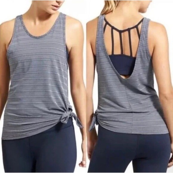 Athleta Max Out Side Tie Tank Top Shirt Small Workout Tank Run Yoga Training - Picture 11 of 11